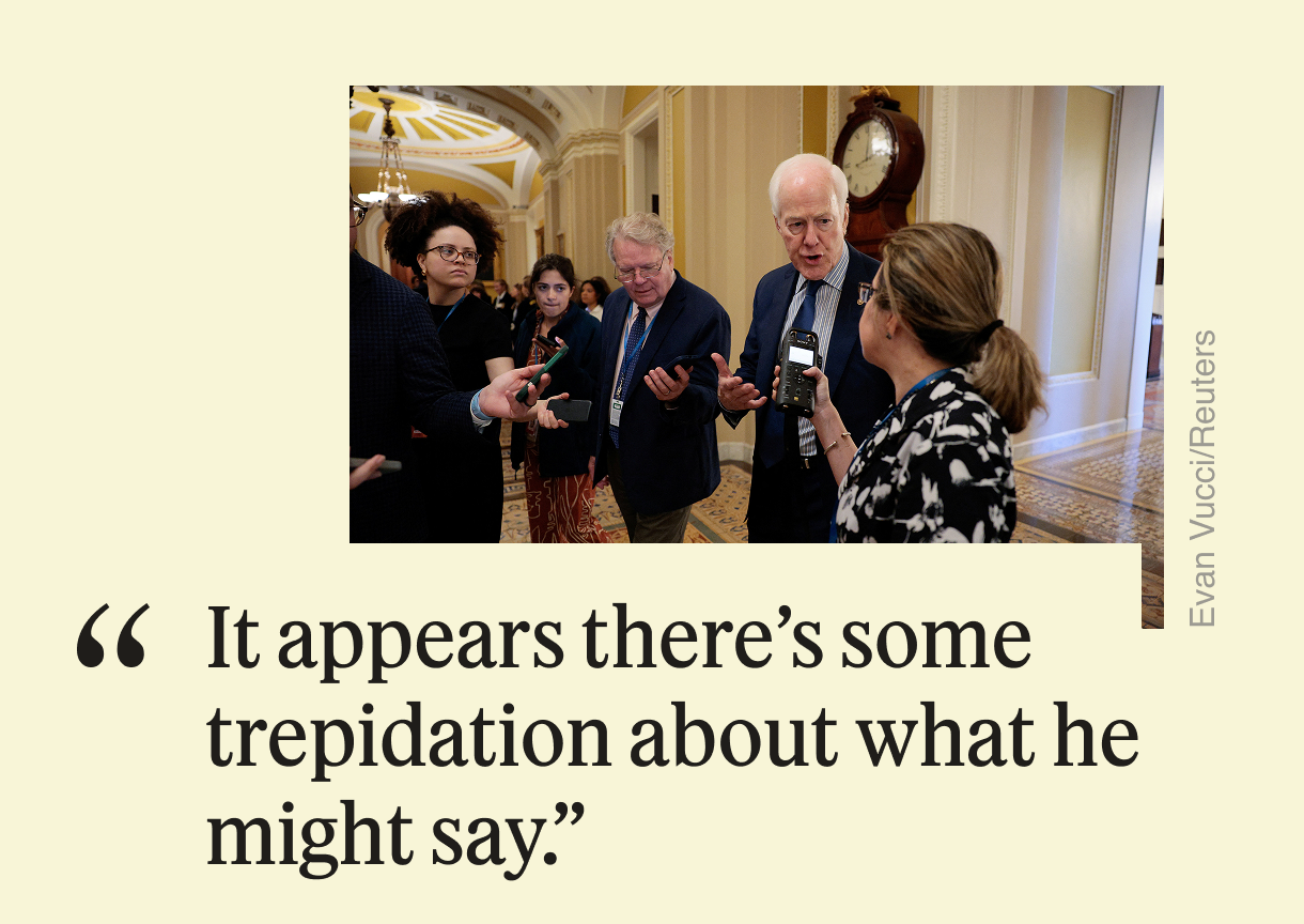 It appears there’s some trepidation about what he might say,” said Sen. John Cornyn, R-Texas, about Trump’s speech.