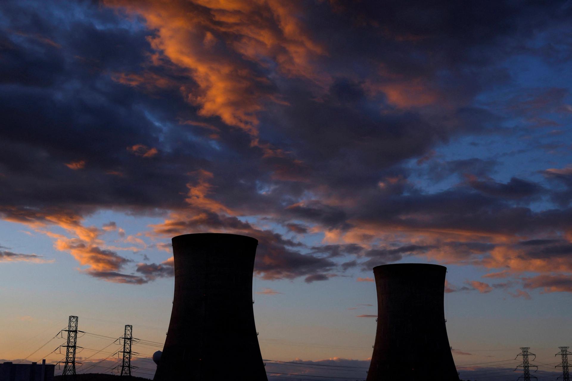 The Three Mile Island Nuclear power plant is seen at sunset in Middletown, Pennsylvania, US