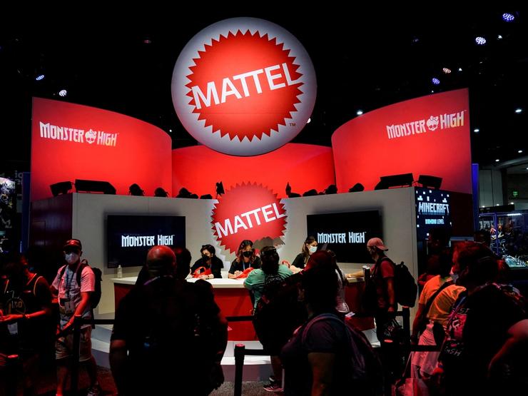 The Mattel booth on the convention floor at Comic-Con International in San Diego