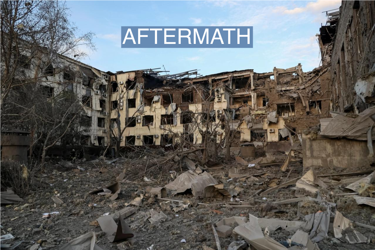 Damage from a Russian missile strike in Ukraine