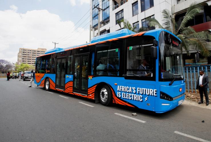 An electric mass transit bus in Nairobi.