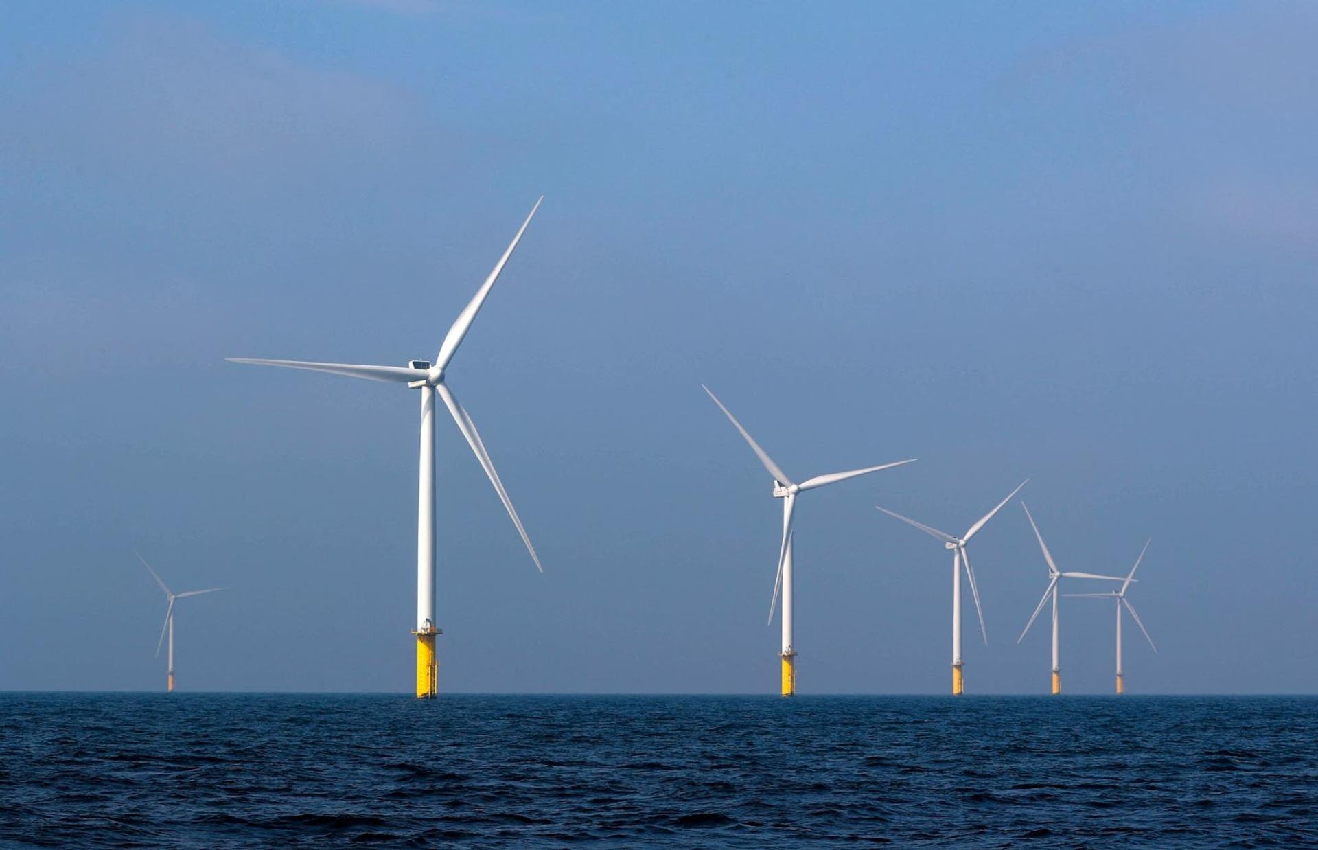 Wind turbines off the coast of the Netherlands.