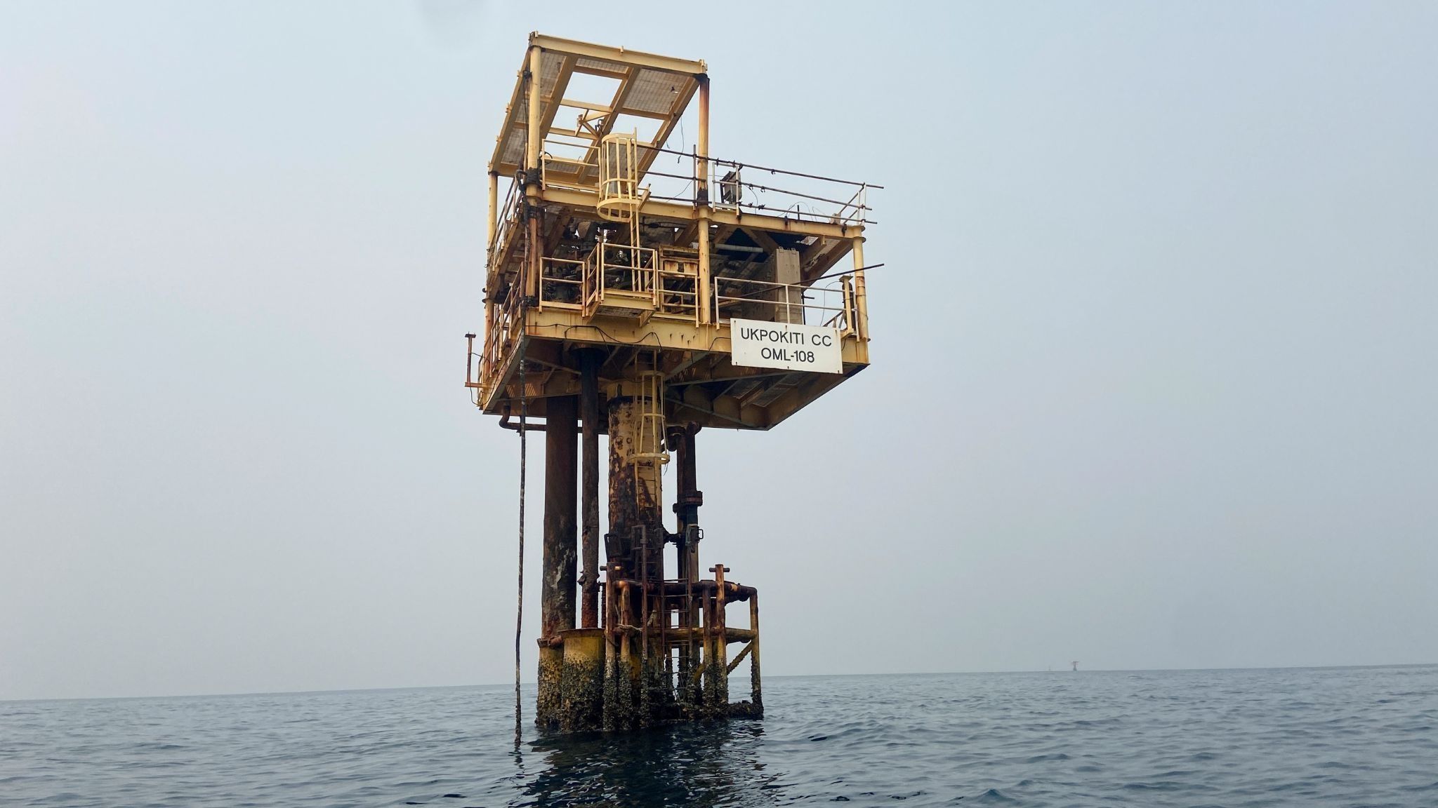 A wellhead at Shebah Exploration & Production Company offshore facility in Warri, Nigeria.