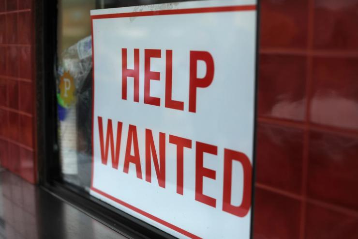 A help wanted sign