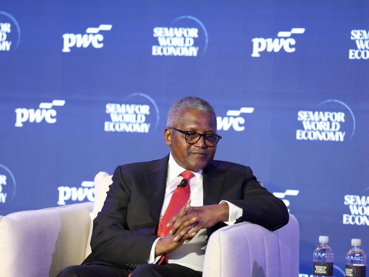 Aliko Dangote (President & CEO - Dangote Group) speaks on stage during Semafor World Economy 2026 on April 16, 2026 in Washington, DC.