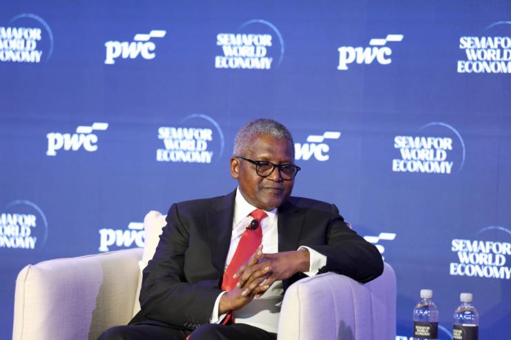 Aliko Dangote (President & CEO - Dangote Group) speaks on stage during Semafor World Economy 2026 on April 16, 2026 in Washington, DC.