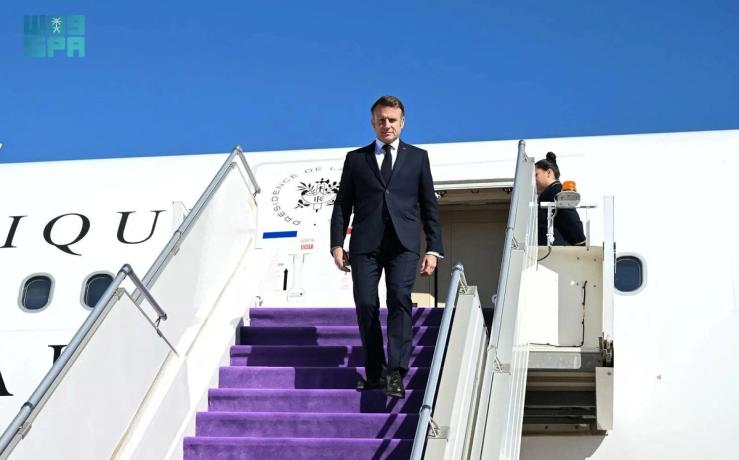 French President Emmanuel Macron arrives in Al Ula, Saudi Arabia, December 4, 2024.