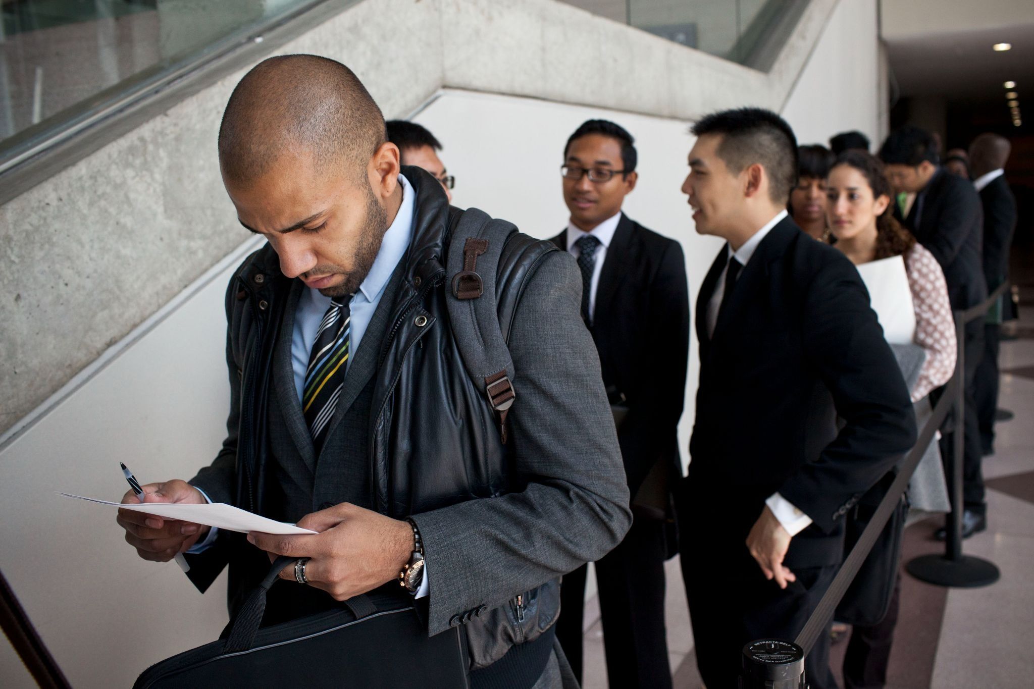 Students at a job fair in NY. 