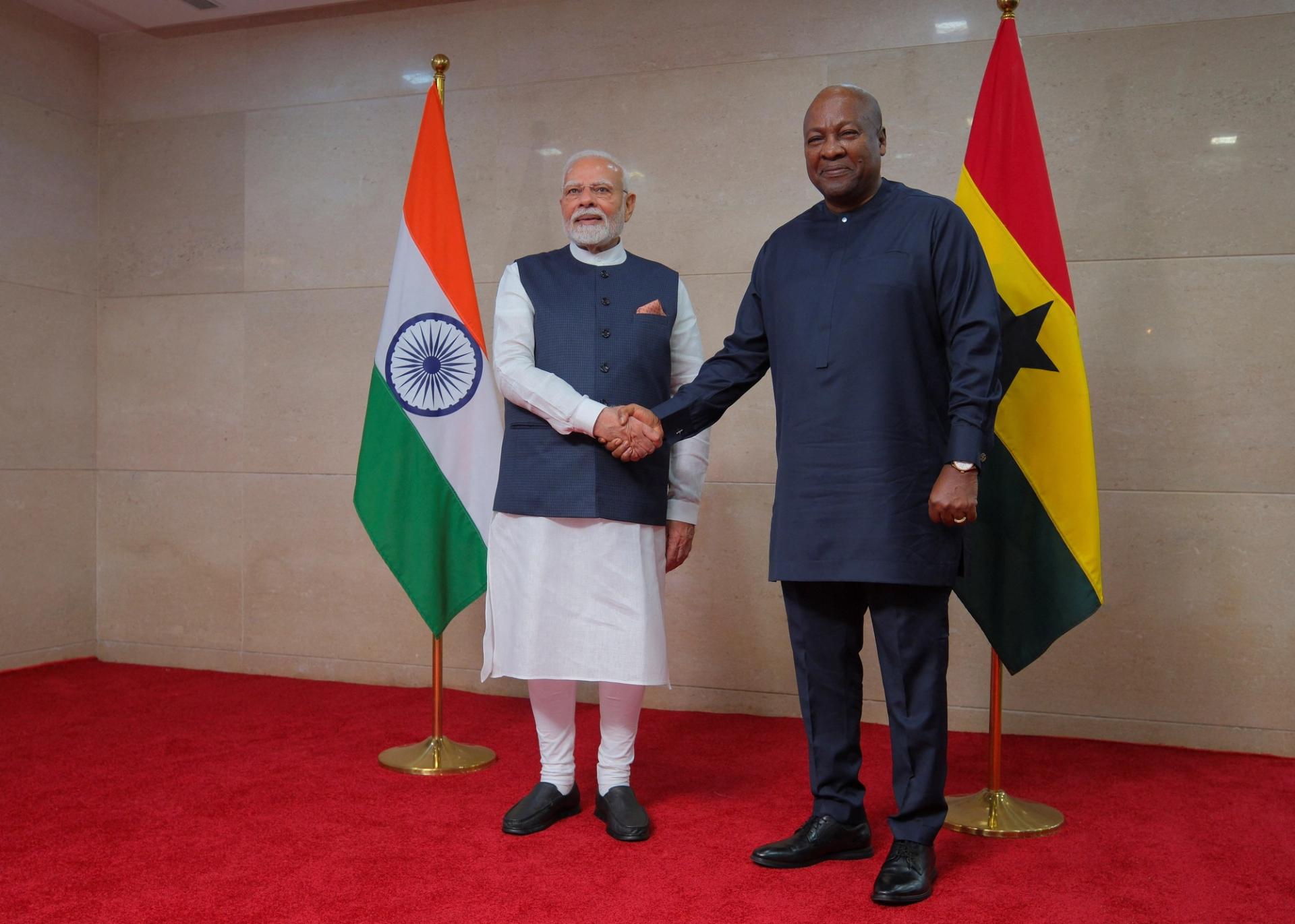 The leaders of India and Ghana. 