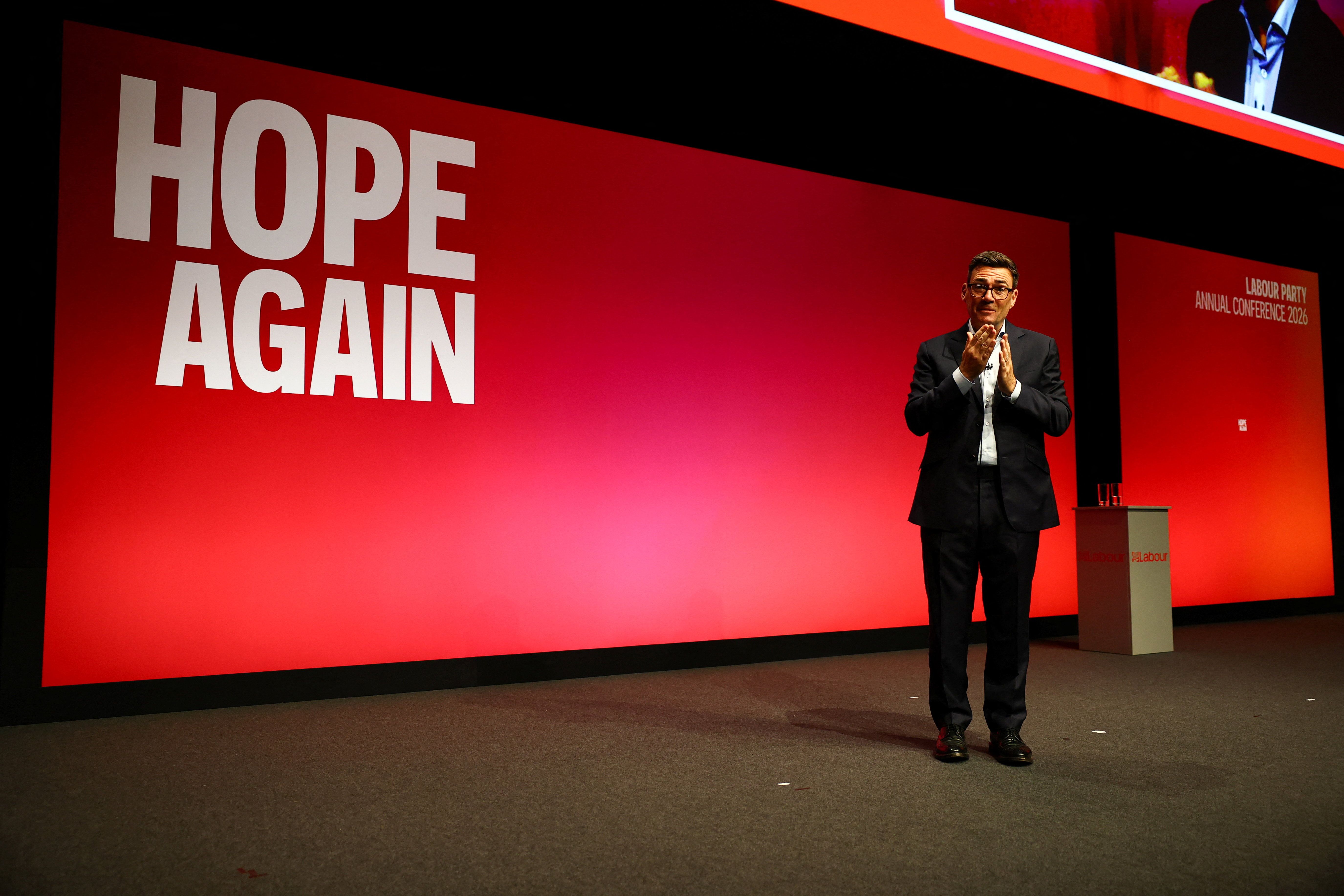 UK PM Andy Burnham at Labour Party conference.
