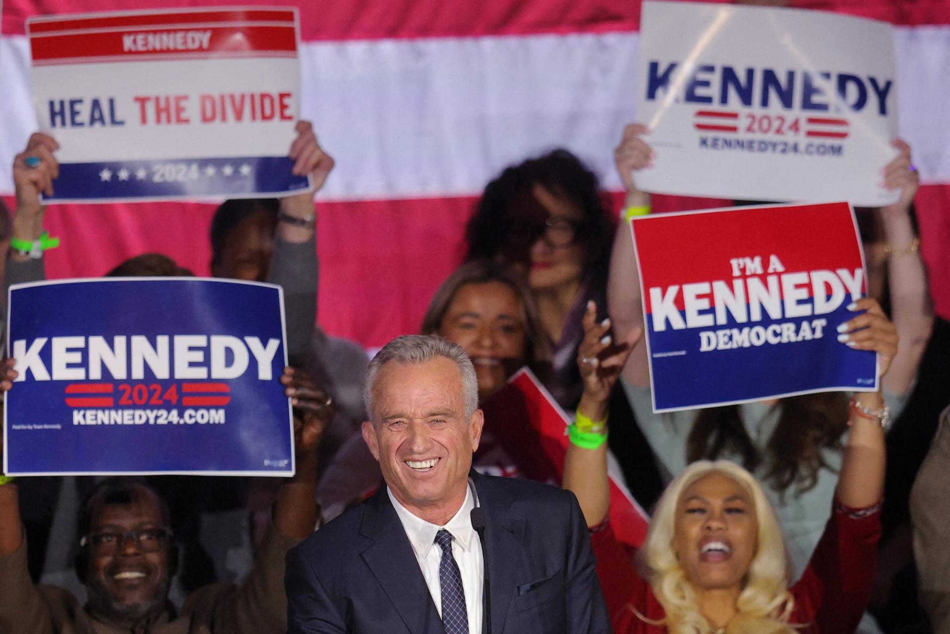 Robert F. Kennedy Jr. delivers a speech announcing his candidacy for the Democratic presidential nomination.