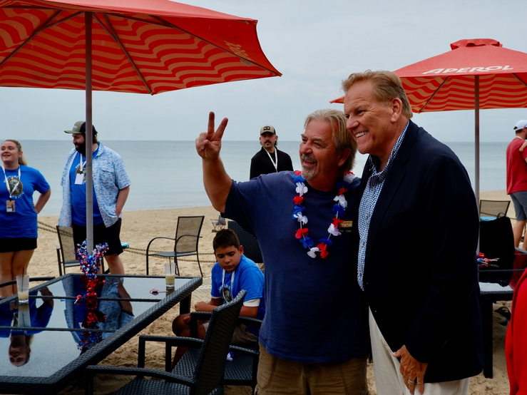 Mike Rogers, with supporters in Grand Haven, Mich.