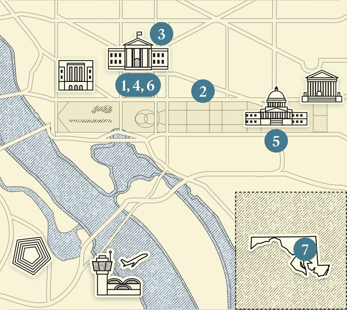 A numbered map of DC.