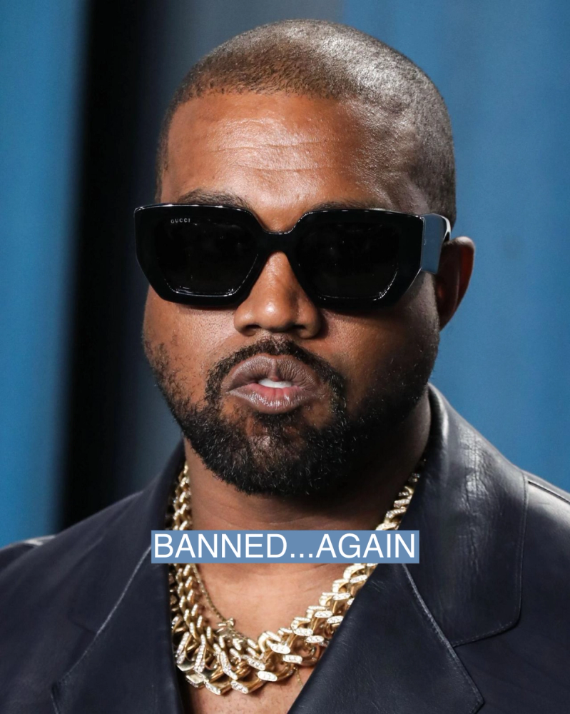 American rapper Kanye West wearing a Dunhill look arrives at the 2020 Vanity Fair Oscar Party held at the Wallis Annenberg Center for the Performing Arts