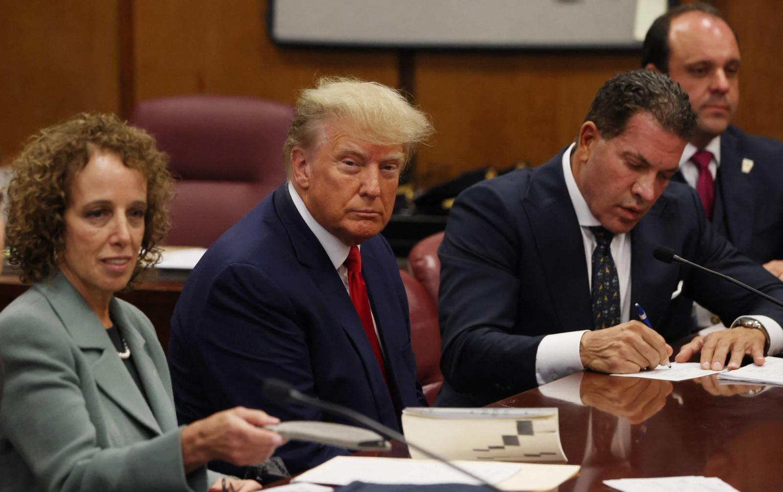 Trump inside the courtroom waiting to be arraigned