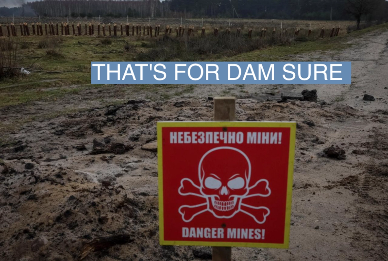 A mine danger sign and anti-tank constructions are seen near the border with Belarus, amid Russia’s attack on Ukraine in Volyn region, Ukraine January 13, 2023.