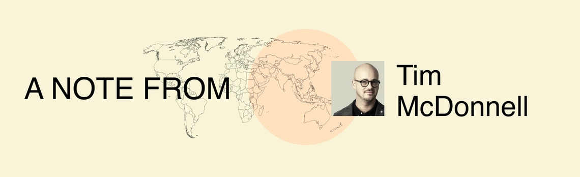 A graphic saying “A note from Tim McDonnell”