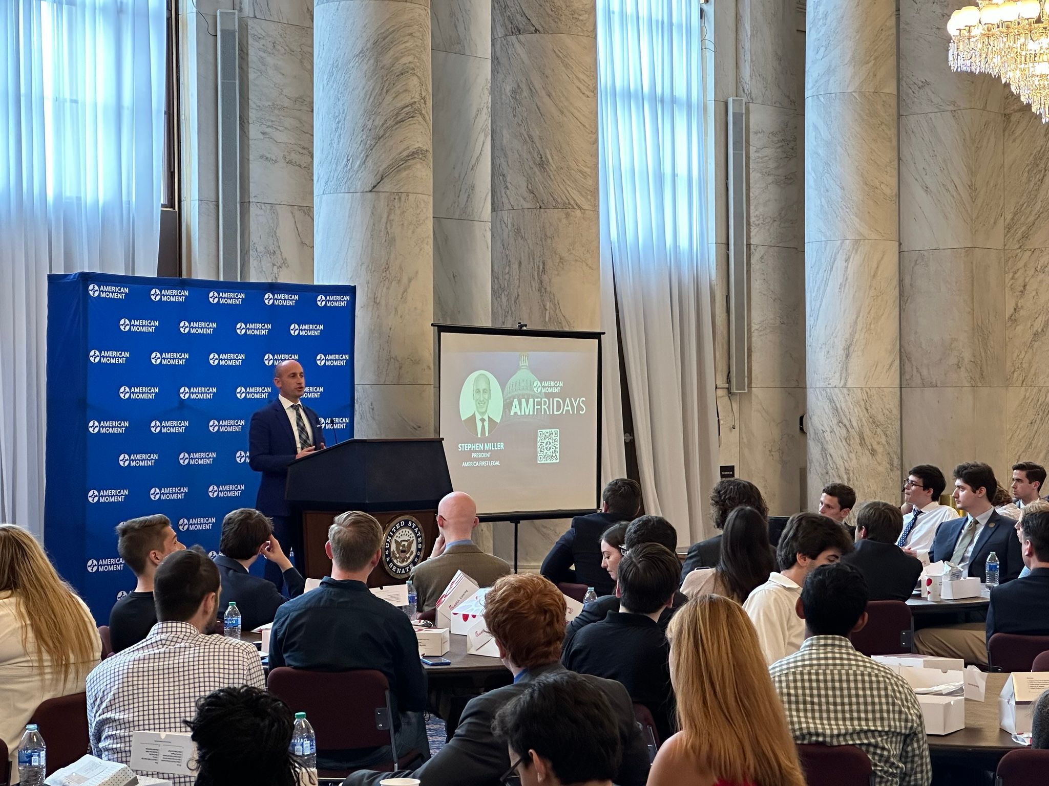 Stephen Miller speaks to American Moment members 