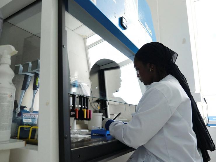 Seynabou Diop works at a station in a laboratory where the hantavirus genome was sequenced.