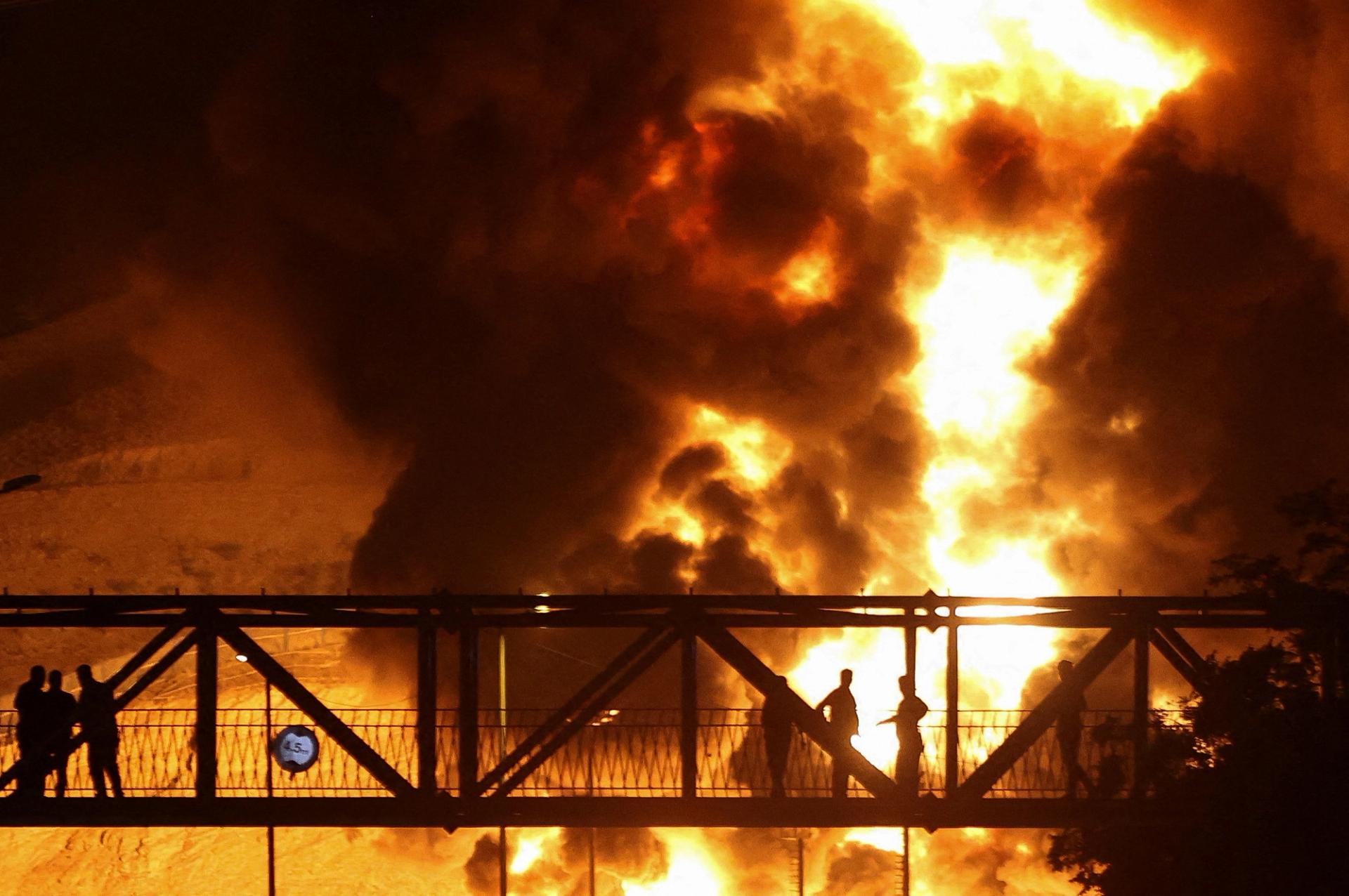 A fire at an Iranian oil depot.  