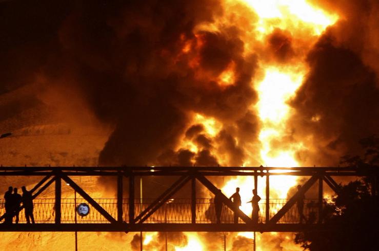 A fire at an Iranian oil depot.