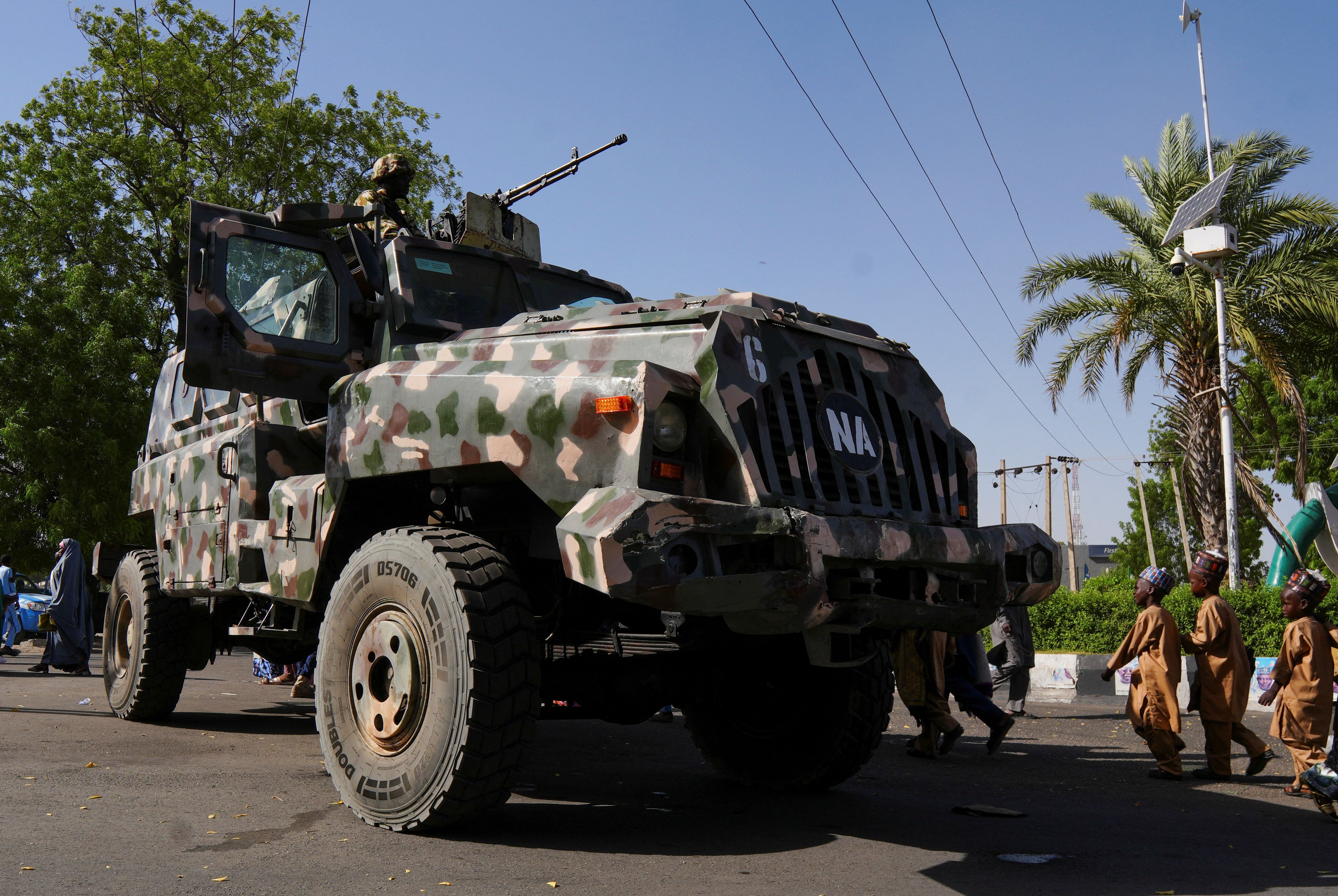 An Armoured Personnel Carrier stationed in Maiduguri, Borno State.