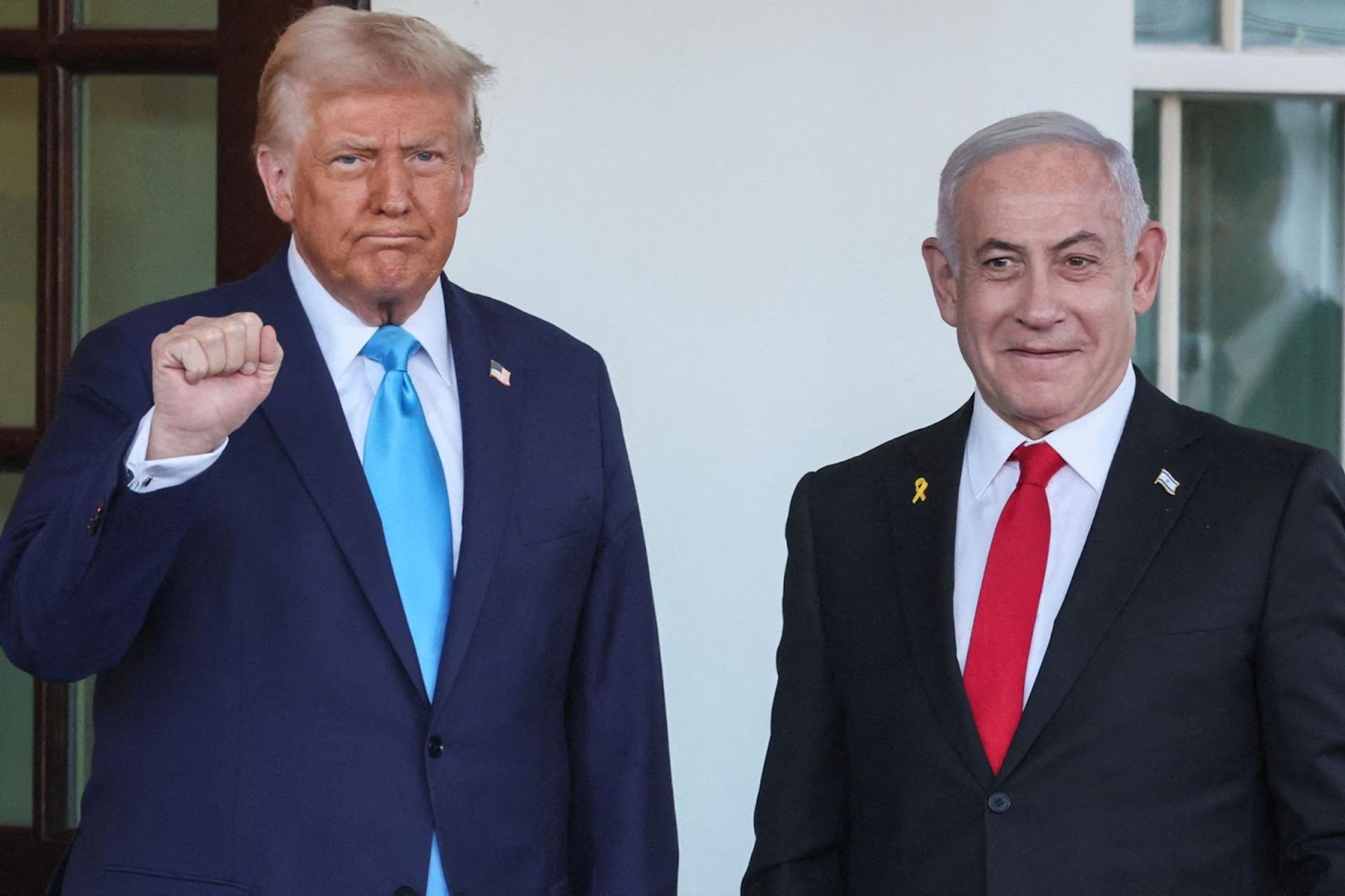 President Donald Trump welcomes Israeli Prime Minister Benjamin Netanyahu