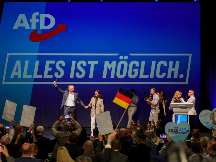 Top candidate of the far-right Alternative for Germany (AfD) Ulrich Siegmund and his wife Julia Siegmund.