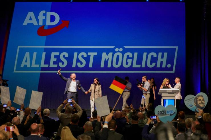 Top candidate of the far-right Alternative for Germany (AfD) Ulrich Siegmund and his wife Julia Siegmund.