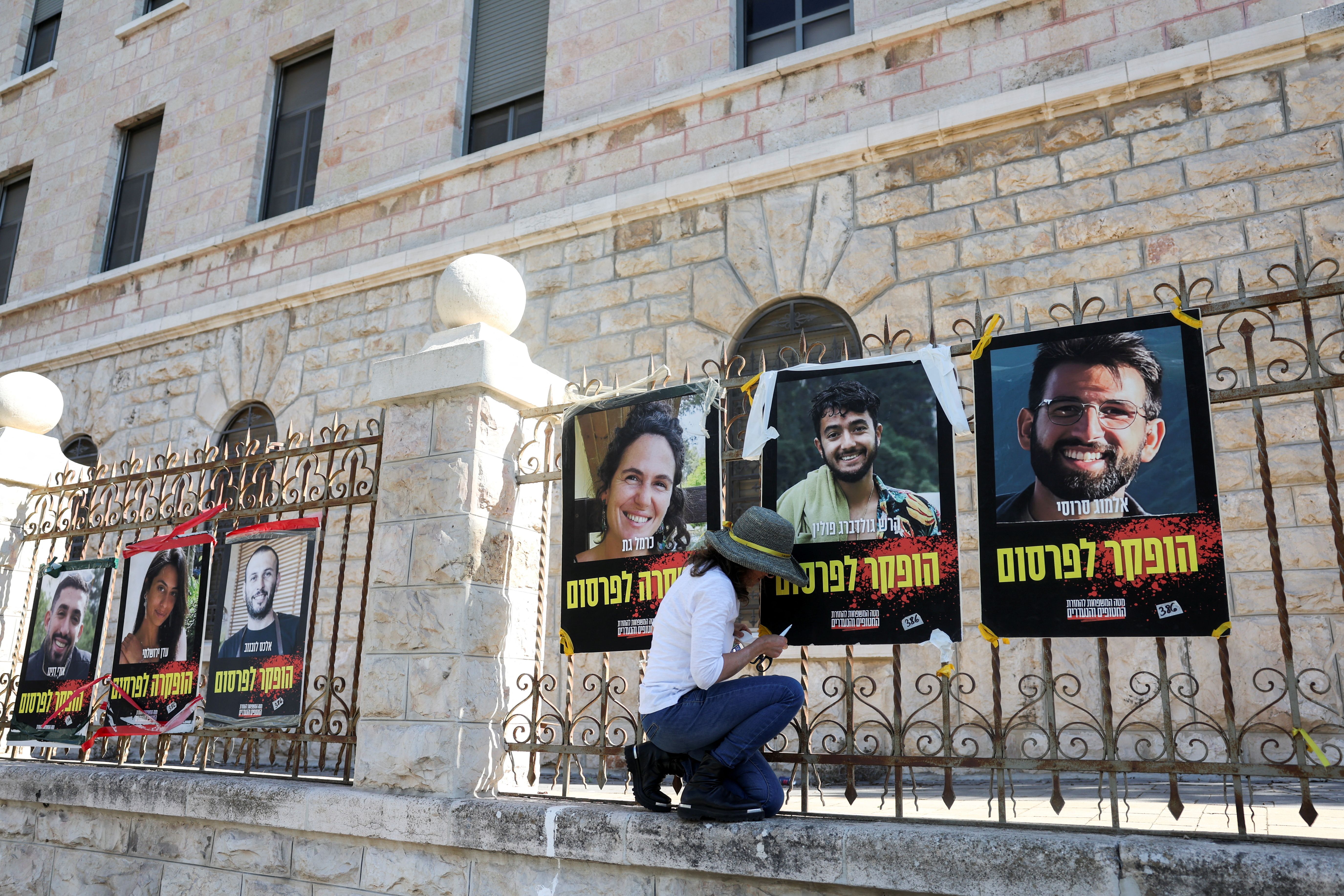 Israeli hostages posters.