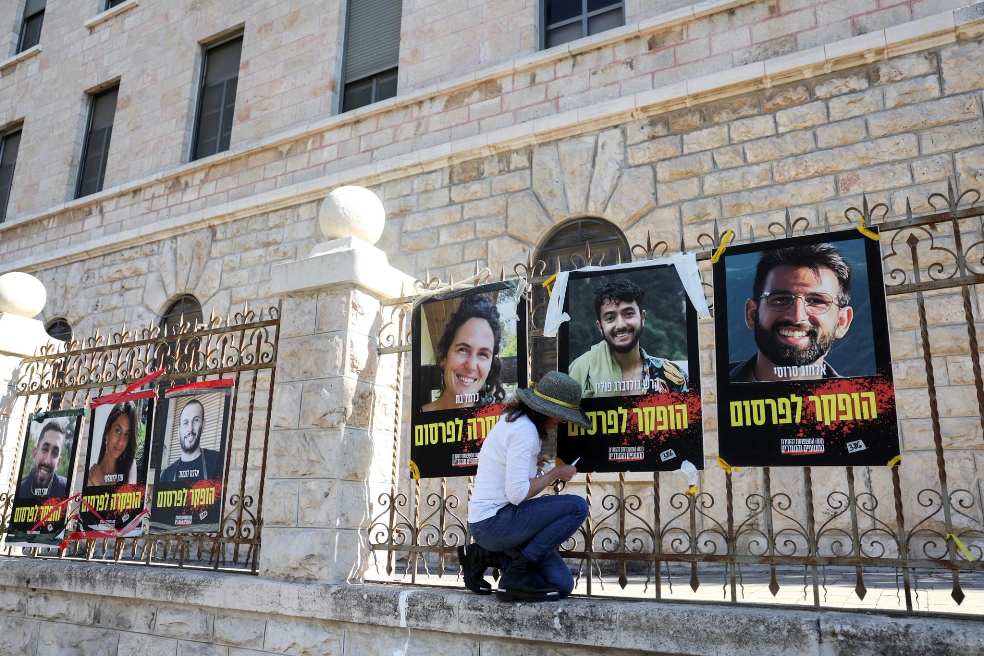 Israeli hostages posters.