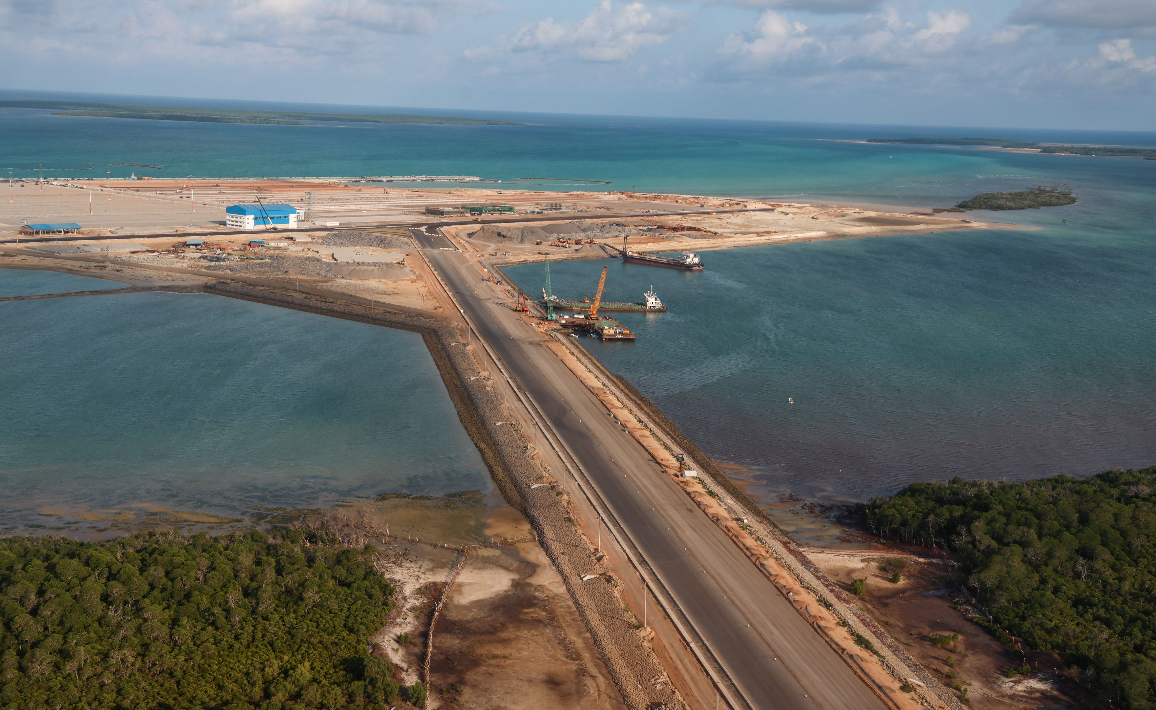 Developments at the new 32-berth Lamu Port in Lamu County, Kenya.