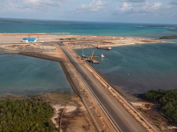 Developments at the new 32-berth Lamu Port in Lamu County, Kenya.