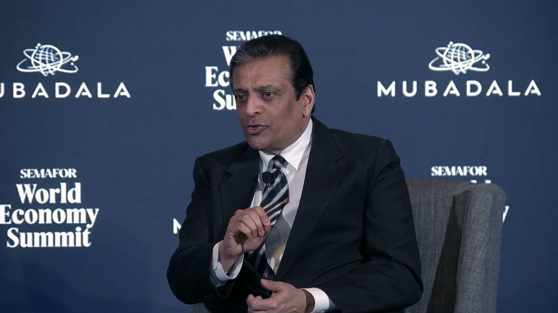 Raj Subramaniam on stage. 