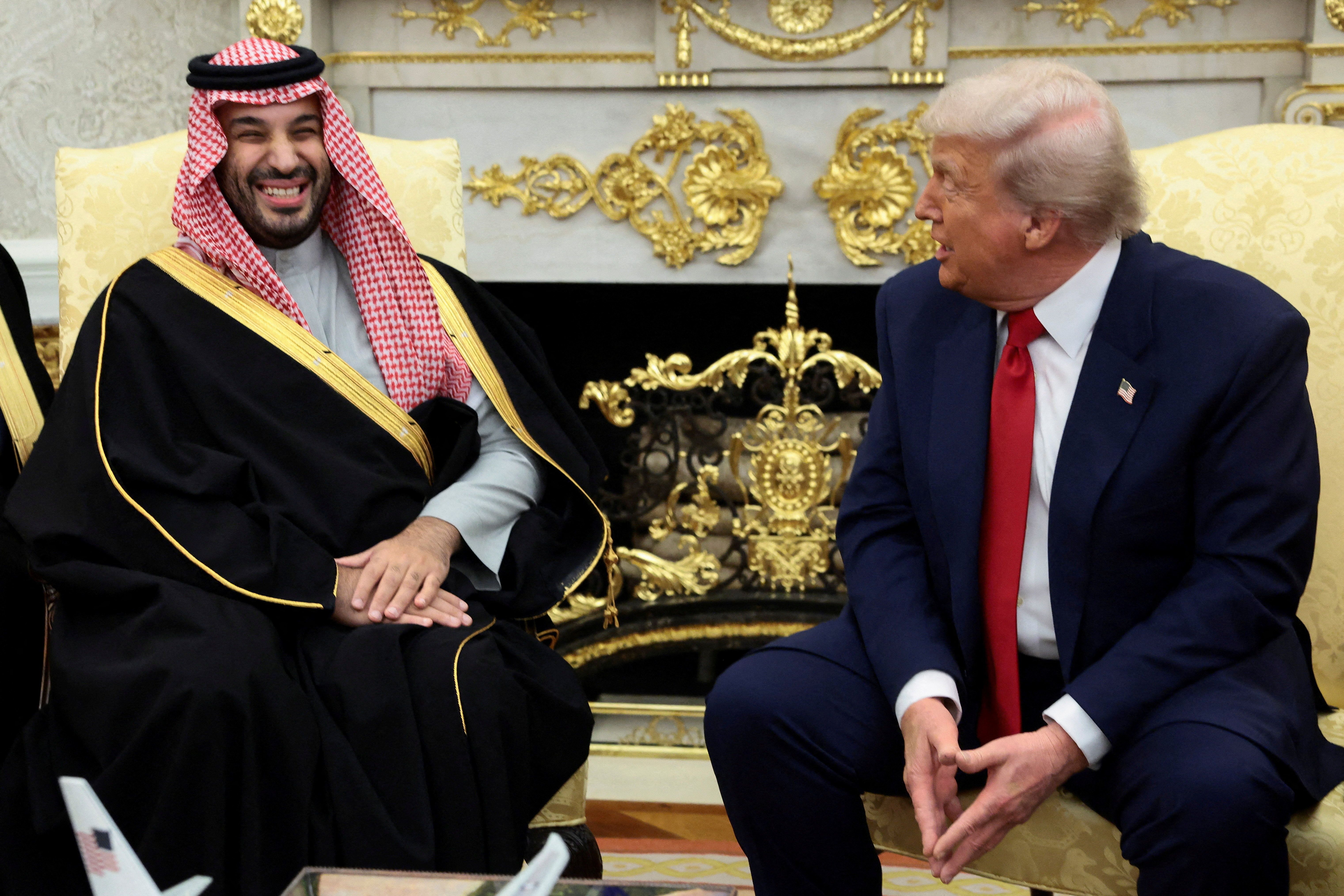 Saudi Crown Prince and Prime Minister Mohammed bin Salman with US President Donald Trump