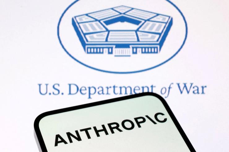 The logos of Anthropic and the US Department of War.