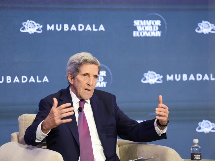 John Kerry (Former Secretary of State and Co-Chair - Galvanize) speaks on stage during Semafor World Economy 2026 on April 15, 2026 in Washington, DC.