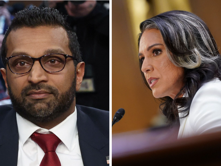 Kash Patel and Tulsi Gabbard at Senate hearings, Jan. 30.