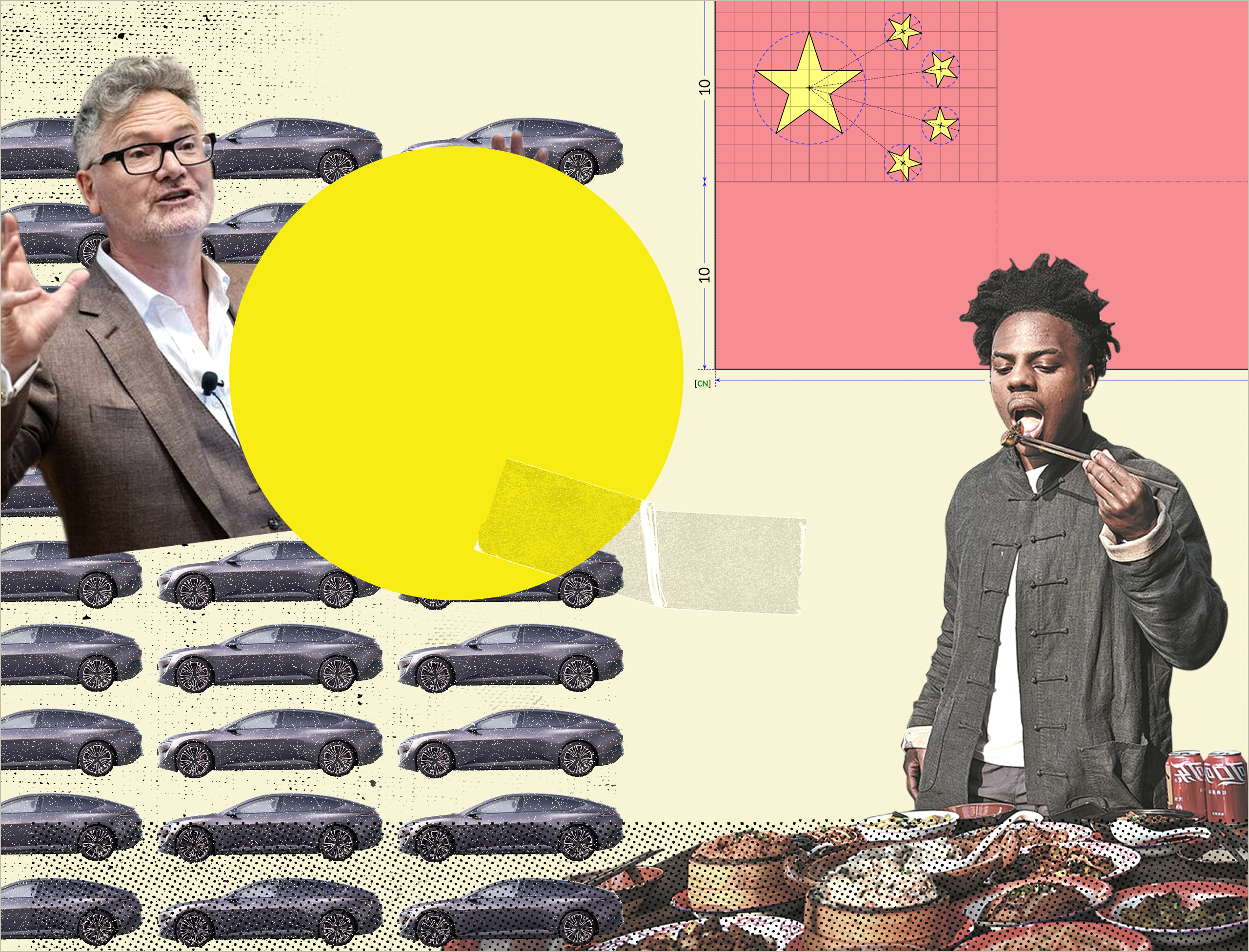 An illustration about Western media figures going to China