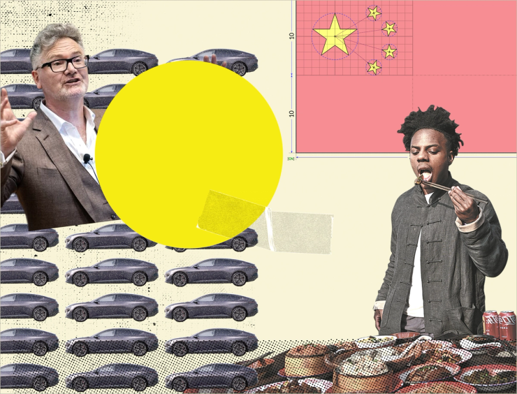 An illustration about Western media figures going to China