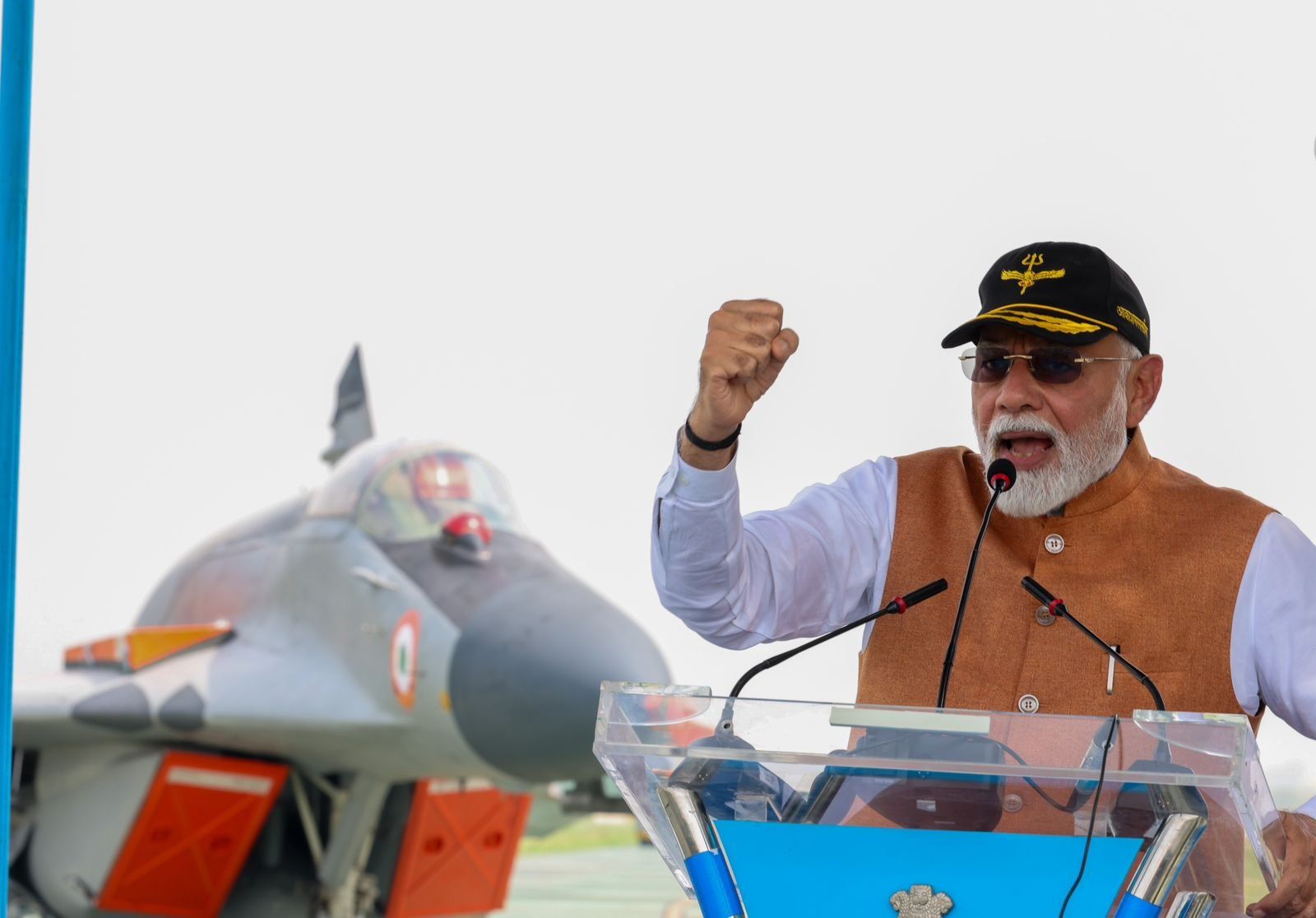 Narendra Modi and a jet fighter