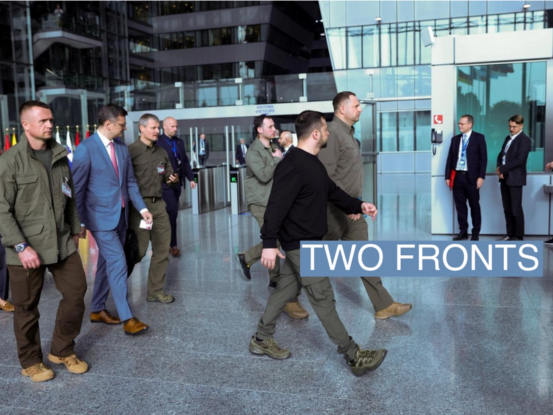 Ukrainian President Volodymyr Zelenskiy leaves NATO headquarters on the day of a NATO Defence Ministers' meeting, in Brussels, Belgium October 11, 2023. REUTERS/Johanna Geron