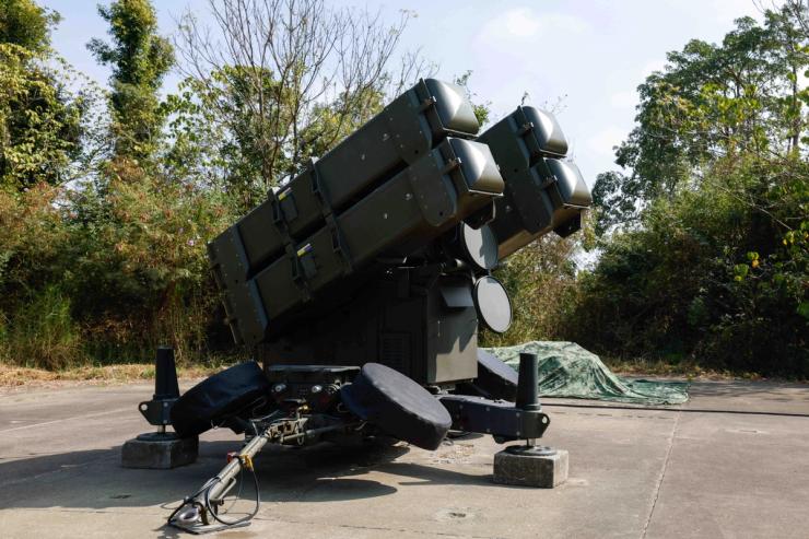 An AIM-7 Sparrow Launcher at an annual military exercise ahead of the Lunar New Year in Chiayi.