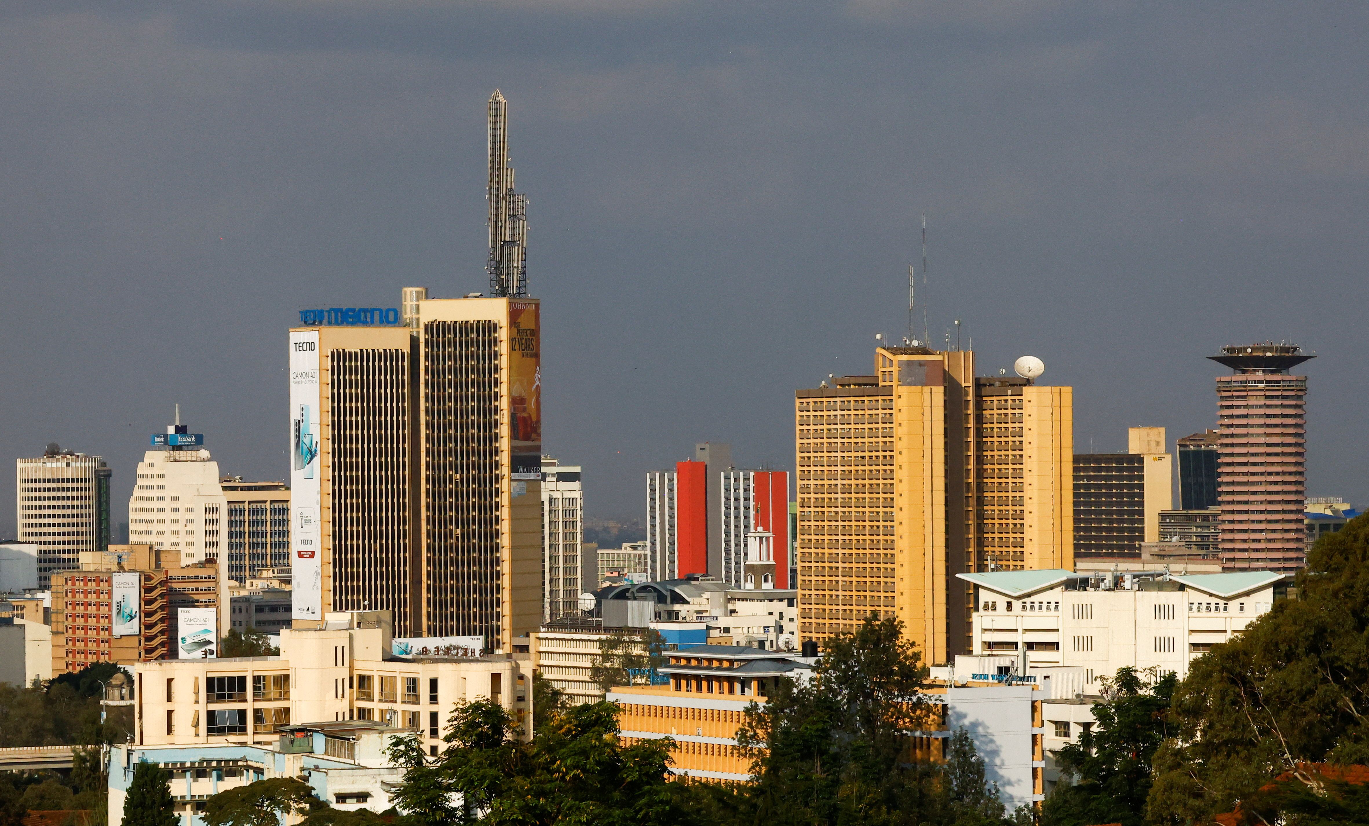 A general view shows a section of the skyline of the central business district of Nairobi.