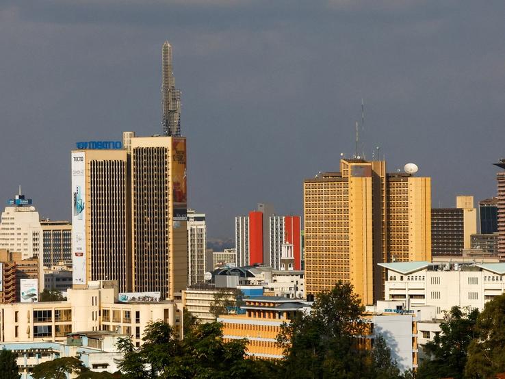 A general view shows a section of the skyline of the central business district of Nairobi.