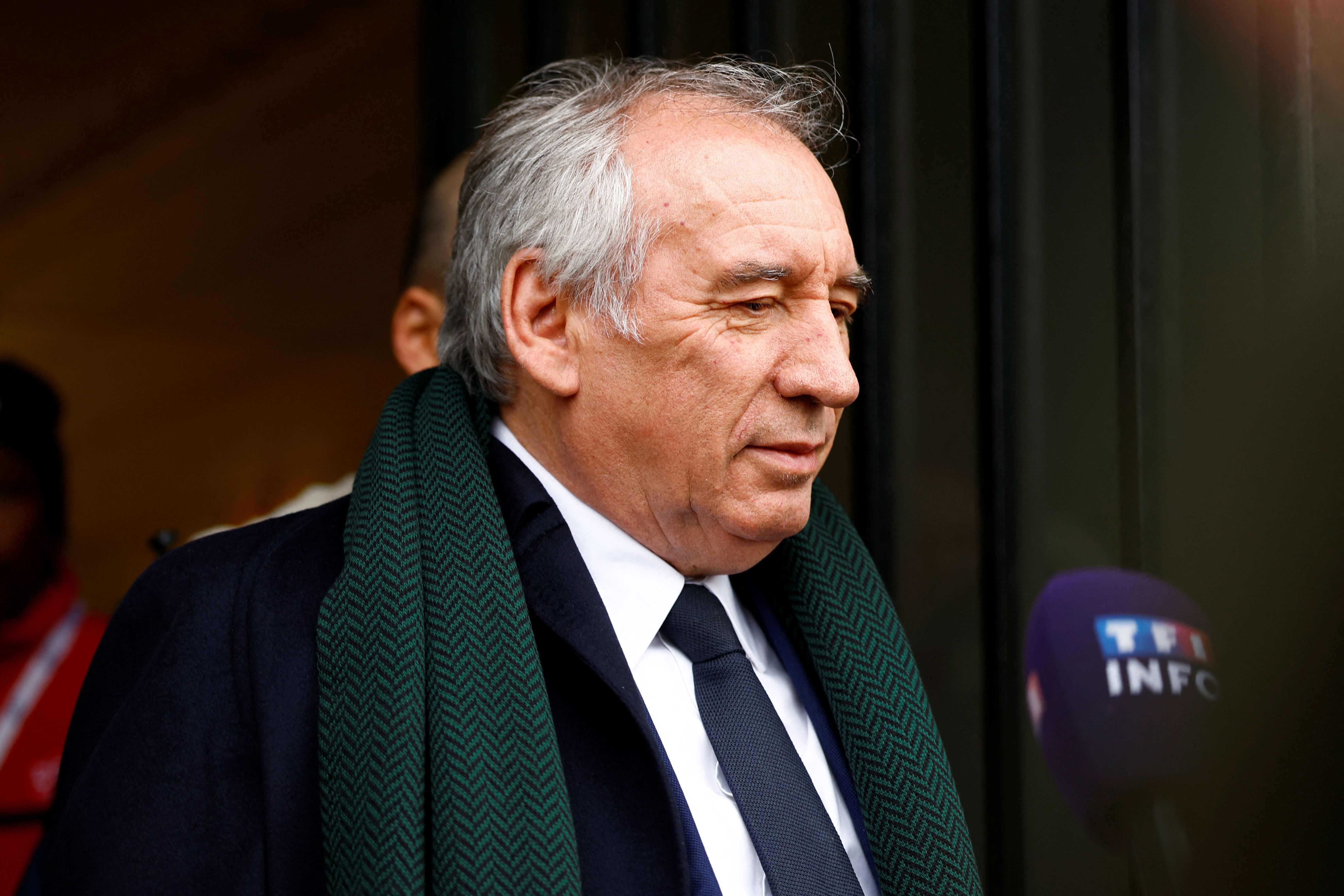 Prime Minister François Bayrou exits the offices of the high commissioner for planning in Paris, France