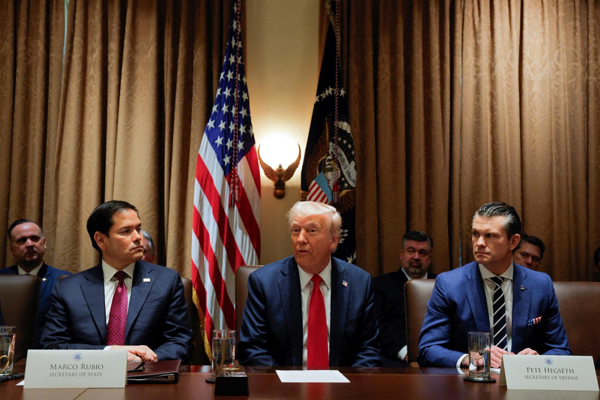 President Donald Trump at his first Cabinet meeting