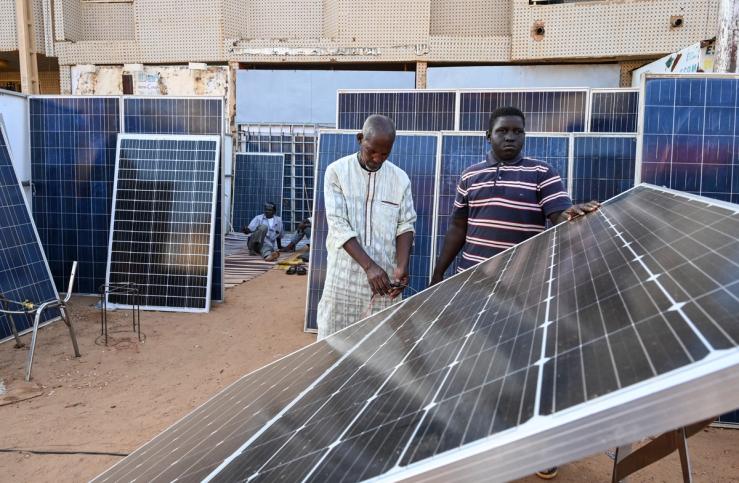Solar panels on sale in Niamey.