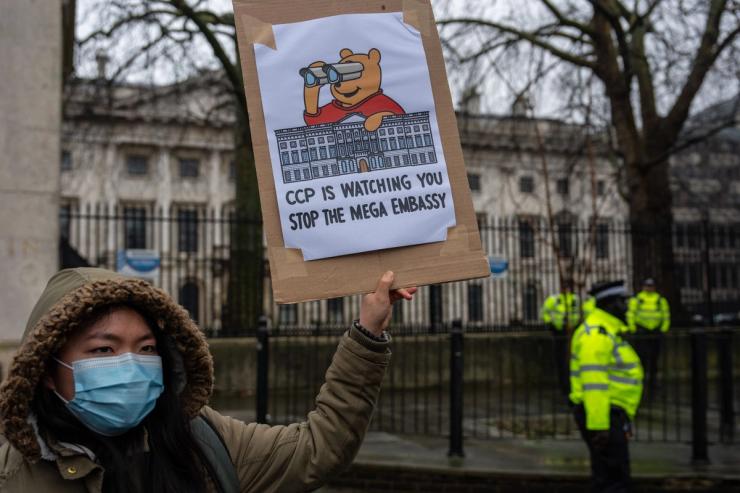 Protests at the site of China’s planned Uk mega-embassy