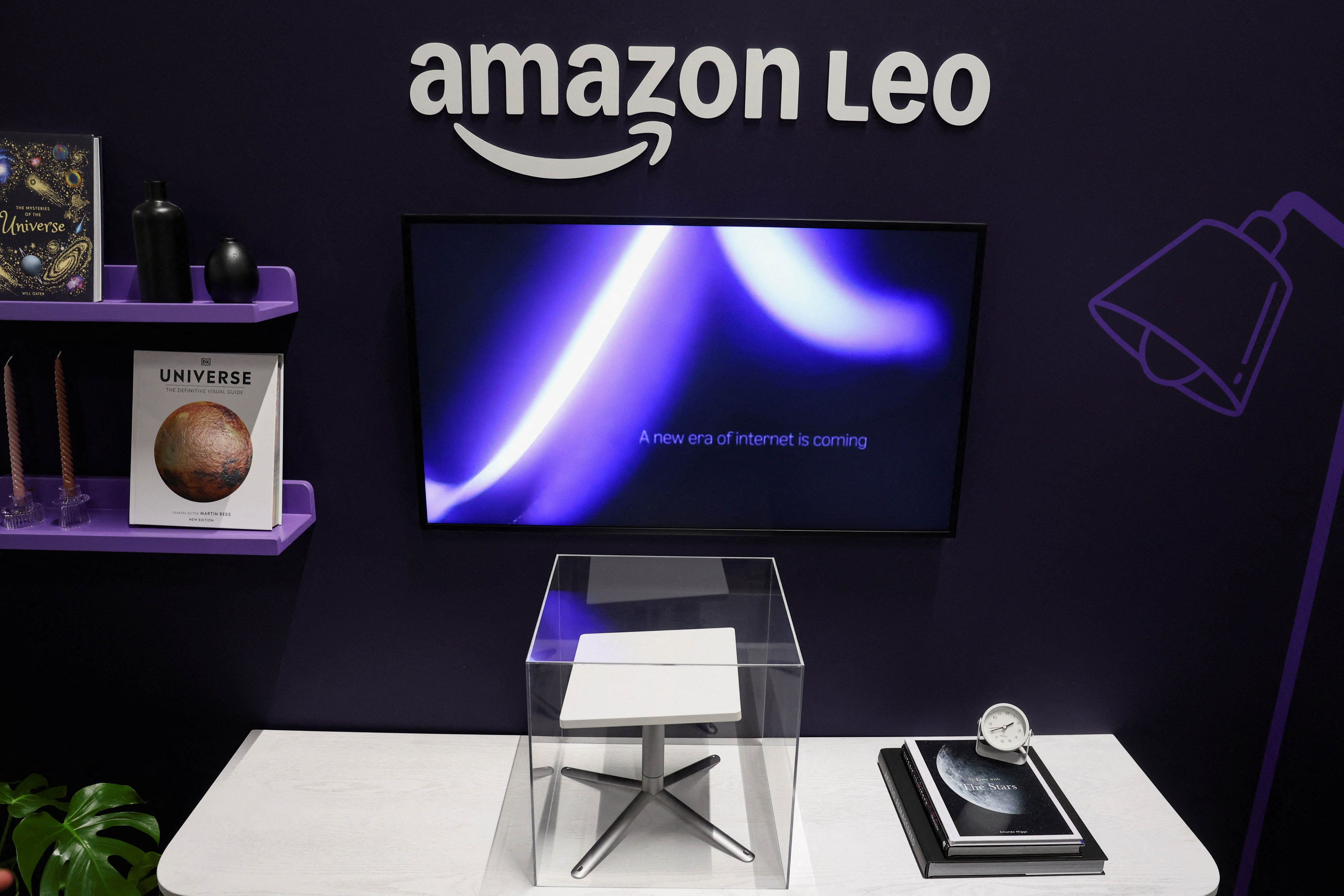 Amazon Leo is displayed during the Delivering the Future EMEA 2026 event.